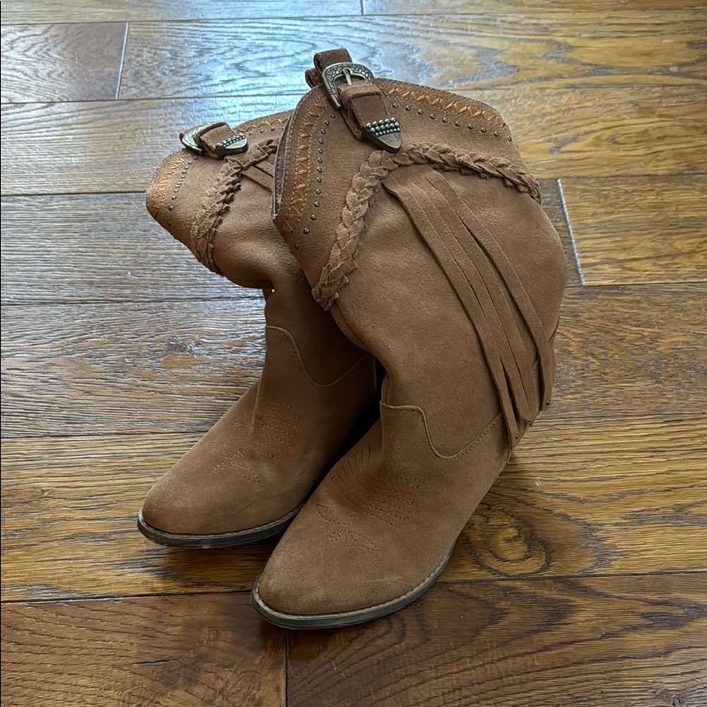 Women's Tan Fringe Cowgirl Boots